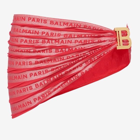 BALMAIN***Red Sarong Coverup Swimsuit***S/M $355 NWT - Picture 5 of 12